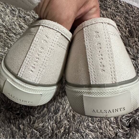 All Saints Cream Canvas Sneakers Classic Minimalist Design Women’s Size 12 - Picture 8 of 10